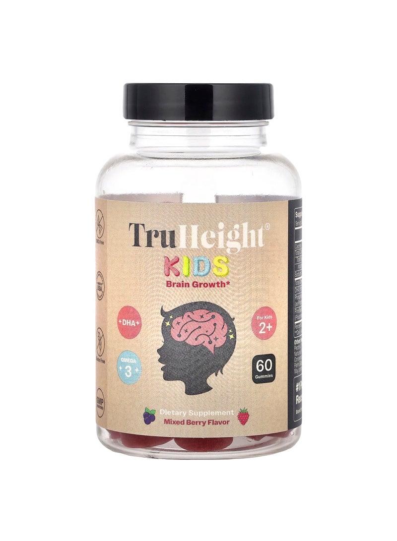 Kids, Brain Growth Gummies, For Kids 2+, Mixed Berry , 60 Gummies